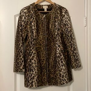 Chico’s Faux fur cheetah print Topcoat